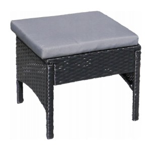 Salon de jardin NOXIA noir et gris avec canapé, fauteuils, poufs et table 