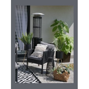 Salon de jardin NOXIA noir et gris avec canapé, fauteuils, poufs et table 