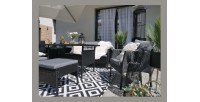 Salon de jardin NOXIA noir et gris avec canapé, fauteuils, poufs et table 