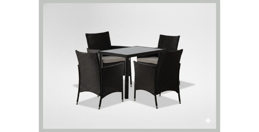 Salon de jardin AVOLRA 4 places brun et beige avec table et chaises 