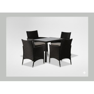 Salon de jardin AVOLRA 4 places brun et beige avec table et chaises 