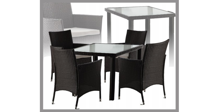 Salon de jardin AVOLRA 4 places brun et beige avec table et chaises 