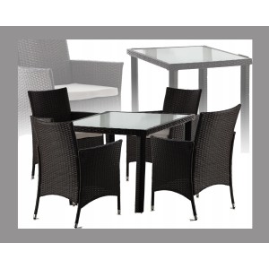 Salon de jardin AVOLRA 4 places brun et beige avec table et chaises 