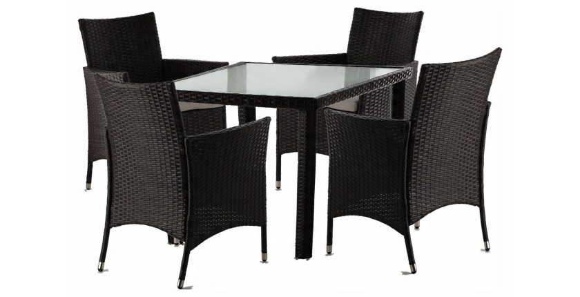 Salon de jardin AVOLRA 4 places brun et beige avec table et chaises 