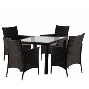 Salon de jardin AVOLRA 4 places brun et beige avec table et chaises 