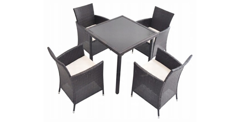 Salon de jardin AVOLRA 4 places brun et beige avec table et chaises 