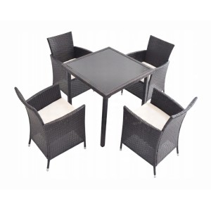 Salon de jardin AVOLRA 4 places brun et beige avec table et chaises 