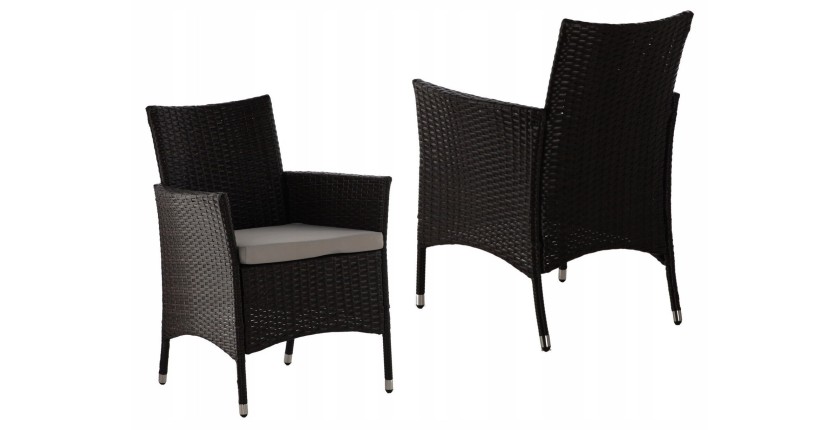 Salon de jardin AVOLRA 4 places brun et beige avec table et chaises 