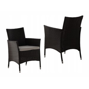 Salon de jardin AVOLRA 4 places brun et beige avec table et chaises 