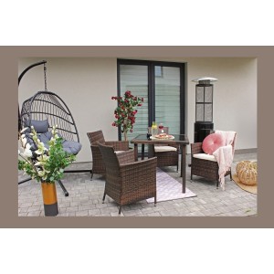 Salon de jardin AVOLRA 4 places brun et beige avec table et chaises 