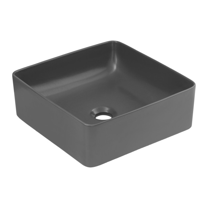 Lavabo cuadrado de sobreponer 37x37 cm en cerámica gris mate