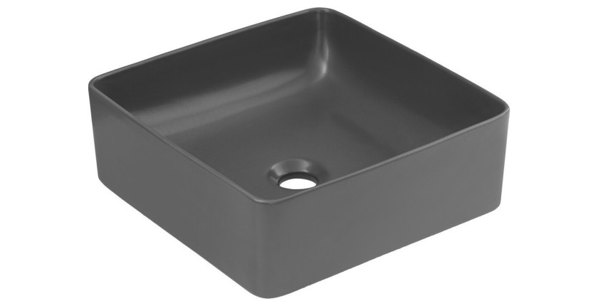 Vasque à poser carrée 37x37 cm en céramique gris mate