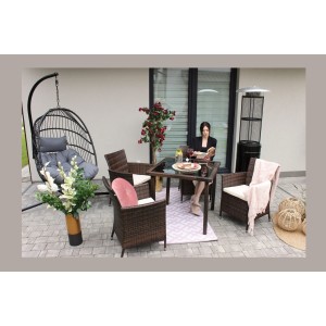Salon de jardin AVOLRA 4 places brun et beige avec table et chaises 