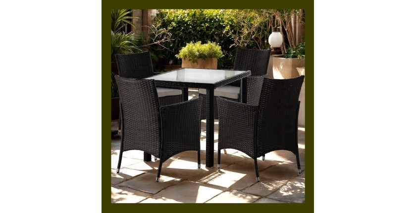 Salon de jardin AVOLRA 4 places brun et beige avec table et chaises