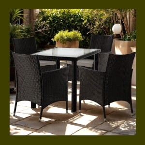 Salon de jardin AVOLRA 4 places brun et beige avec table et chaises