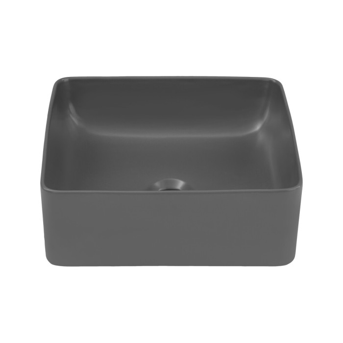 Lavabo cuadrado de sobreponer 37x37 cm en cerámica gris mate