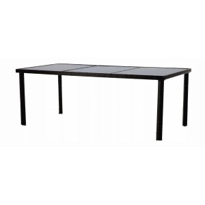 Salon de jardin ZORELIA 8 places brun et beige avec grande table et fauteuils 