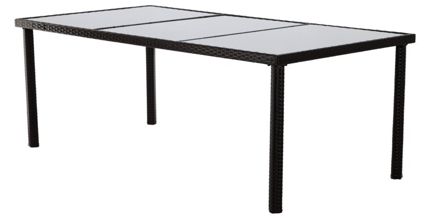 Salon de jardin ZORELIA 8 places brun et beige avec grande table et fauteuils 