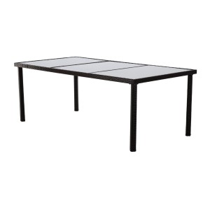 Salon de jardin ZORELIA 8 places brun et beige avec grande table et fauteuils 