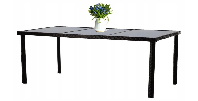 Salon de jardin ZORELIA 8 places brun et beige avec grande table et fauteuils 