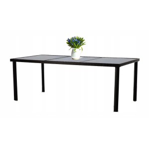 Salon de jardin ZORELIA 8 places brun et beige avec grande table et fauteuils 