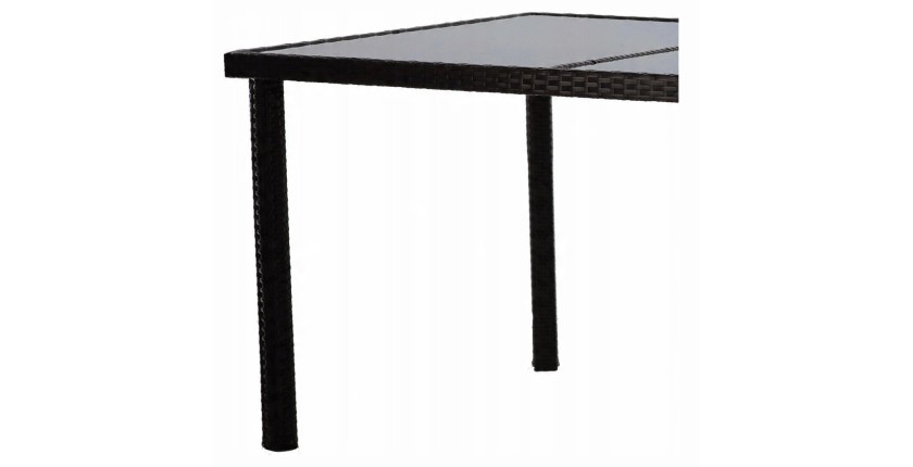 Salon de jardin ZORELIA 8 places brun et beige avec grande table et fauteuils 