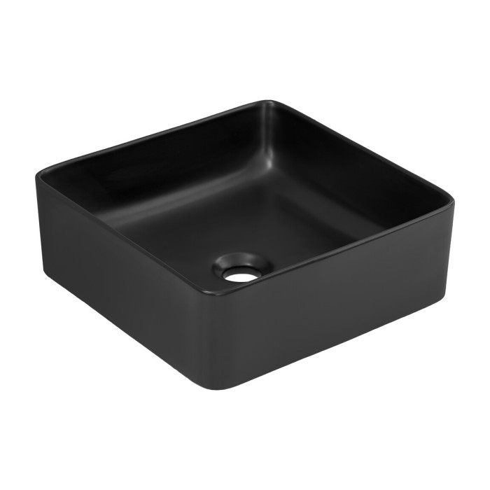 Lavabo da appoggio quadrato 37x37 cm in ceramica nera opaca