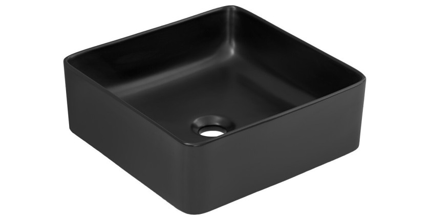 Vasque à poser carrée 37x37 cm en céramique noire mate