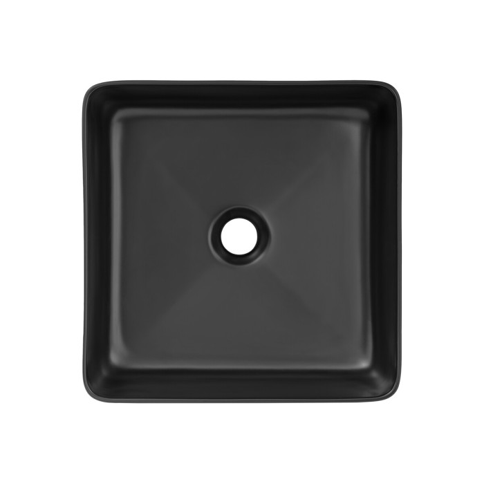 Lavabo da appoggio quadrato 37x37 cm in ceramica nera opaca