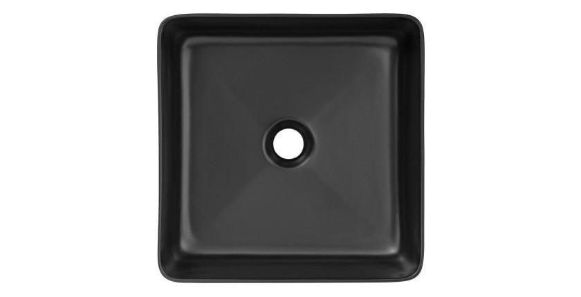 Vasque à poser carrée 37x37 cm en céramique noire mate