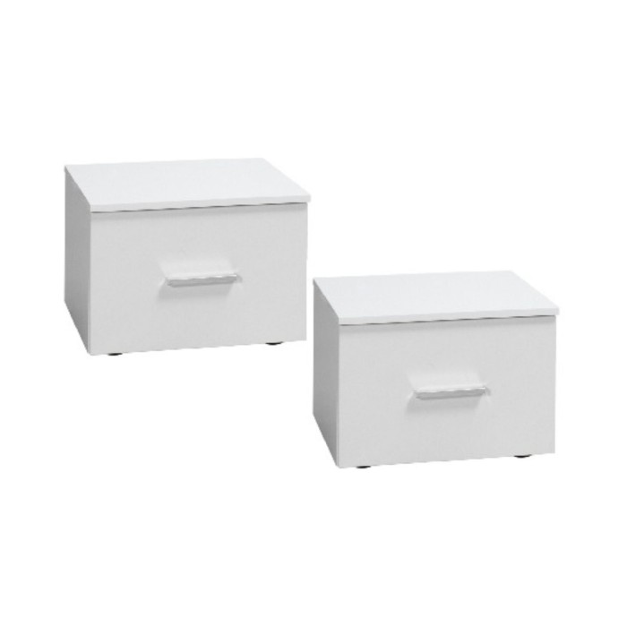 Ensemble lit PANAREA 180x200 avec LED, sommier et chevets – Blanc brillant – Lit design moderne
