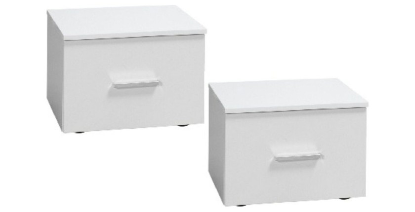 Ensemble lit PANAREA 180x200 avec LED, sommier et chevets – Blanc brillant – Lit design moderne