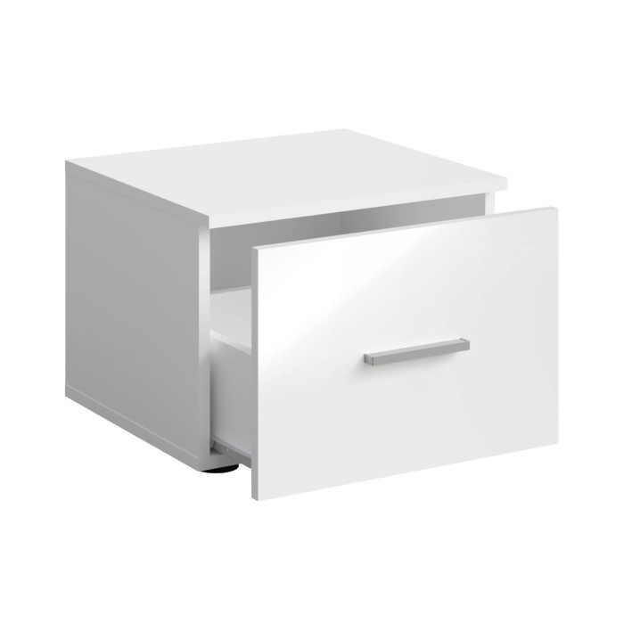 Ensemble lit PANAREA 180x200 avec LED, sommier et chevets – Blanc brillant – Lit design moderne