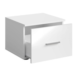 Ensemble lit PANAREA 180x200 avec LED, sommier et chevets – Blanc brillant – Lit design moderne