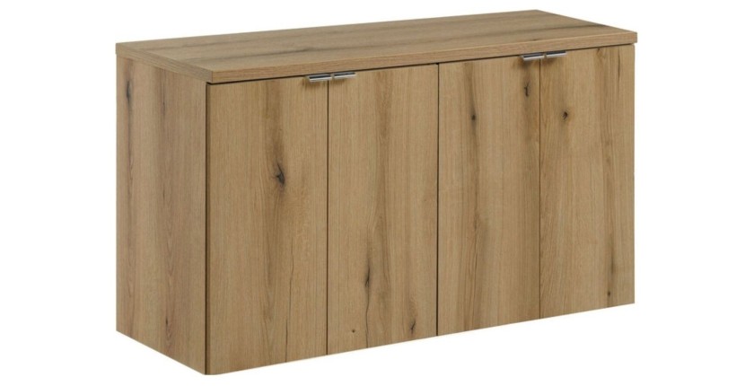 ensemble VANO 100cm chêne : meubles sous vasque à placards et plan pour vasque