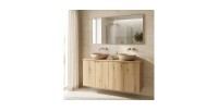 ensemble VANO 100cm chêne : meubles sous vasque à placards et plan pour vasque mis en situation