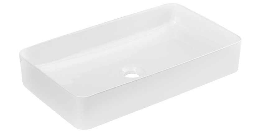 Vasque à poser rectangulaire 61x34 cm en céramique blanche brillante