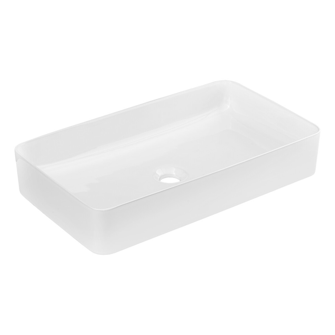 Vasque à poser rectangulaire 61x34 cm en céramique blanche brillante