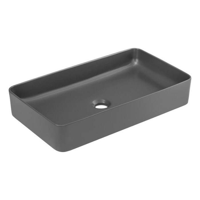 Vasque à poser rectangulaire 61x34 cm en céramique gris mate