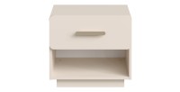 Lot de 2 tables de chevet AMALIE – 1 tiroir – Coloris beige – Poignées dorées – Design arrondi