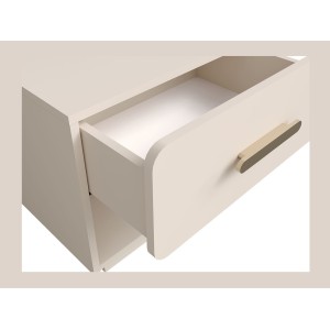 Lote de 2 mesitas de noche AMALIE – 2 cajones – Color beige – Tiradores dorados – Diseño redondeado