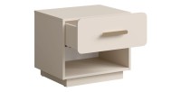 Lot de 2 tables de chevet AMALIE – 1 tiroir – Coloris beige – Poignées dorées – Design arrondi