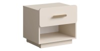 Lot de 2 tables de chevet AMALIE – 1 tiroir – Coloris beige – Poignées dorées – Design arrondi