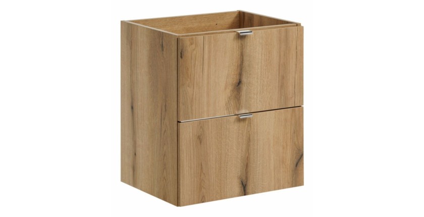 Set VANO Eichen- und Weißoptik 170cm: Unterschrank mit Schubladen und integriertem Wäschekorb + Waschtischplatte + Säule