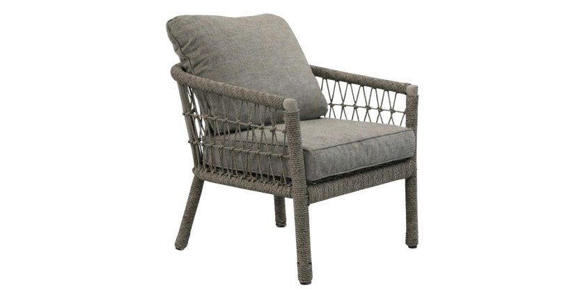 Salon de jardin 7 places CLASSICA aluminium gris avec rotin et table basse 