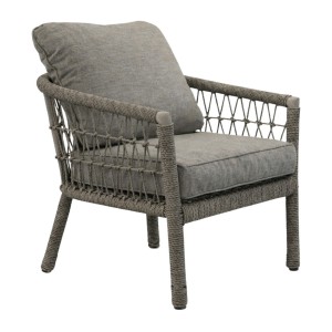 Salon de jardin 7 places CLASSICA aluminium gris avec rotin et table basse 