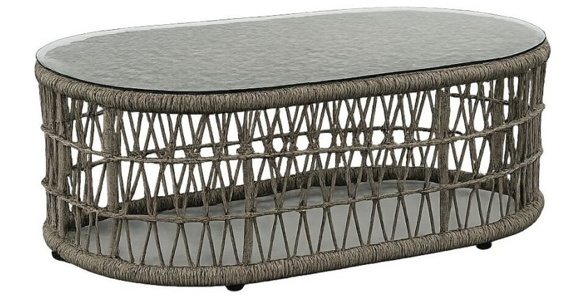 Salon de jardin 7 places CLASSICA aluminium gris avec rotin et table basse 