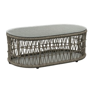 Salon de jardin 7 places CLASSICA aluminium gris avec rotin et table basse 