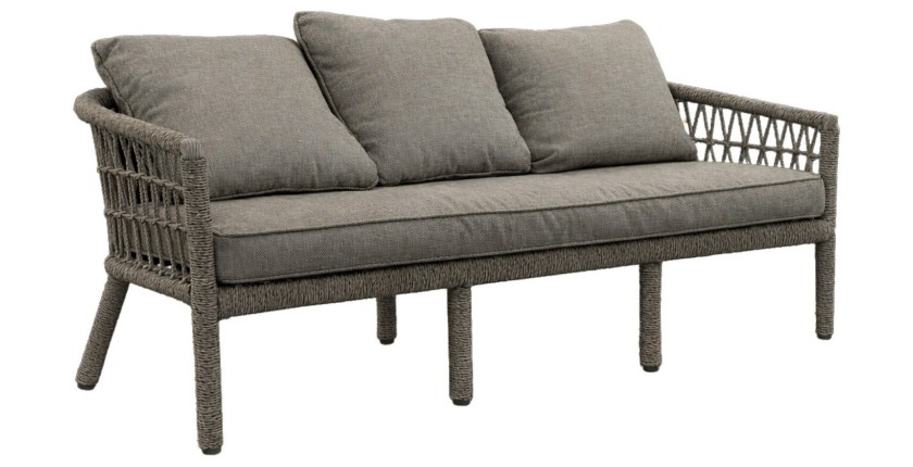 Salon de jardin 7 places CLASSICA aluminium gris avec rotin et table basse 