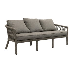 Salon de jardin 7 places CLASSICA aluminium gris avec rotin et table basse 